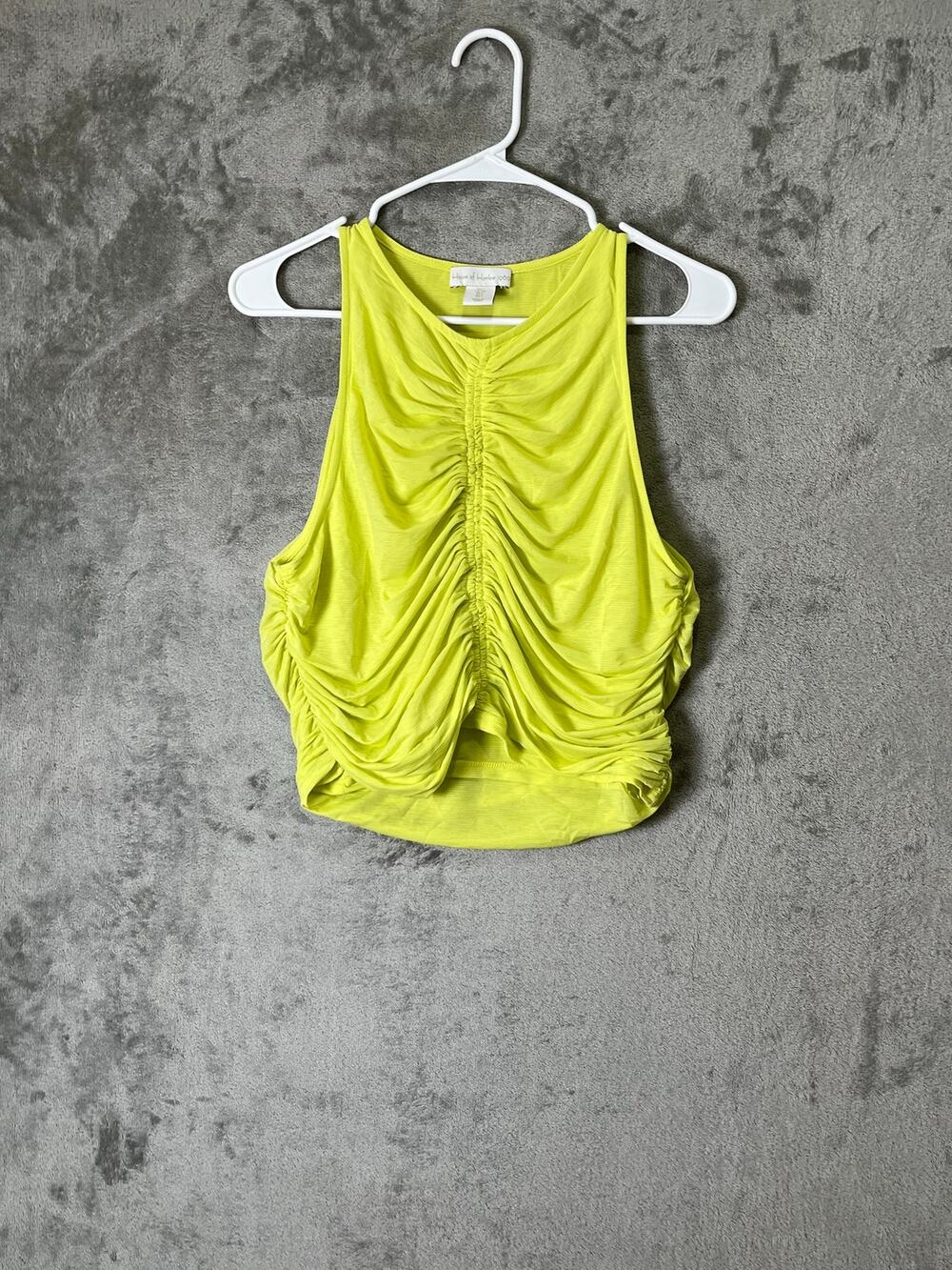 House of‎ Harlow Ruched Two Piece Maxi Skirt Set Neon Lime Sleeveless Size Large